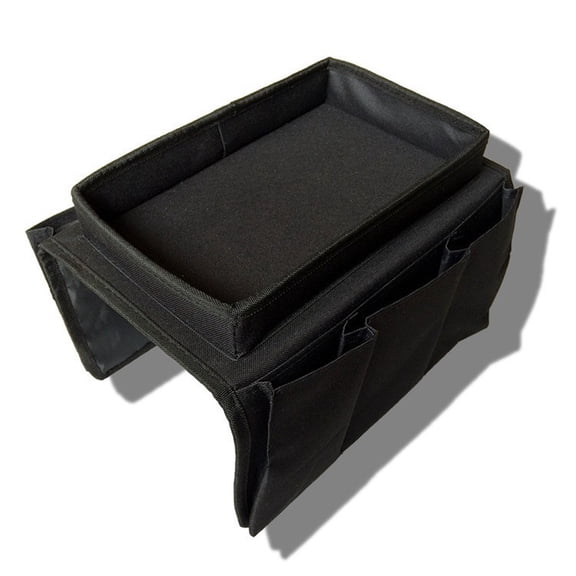 Sofa Armrest Organizer with Cup Holder Tray Chair Arm TV Remote Holder for Recliner Couch Armchair Caddy Bedside Storage Pockets Bag for Cellphone Tablet Book Magazines Drinks Pouchblack