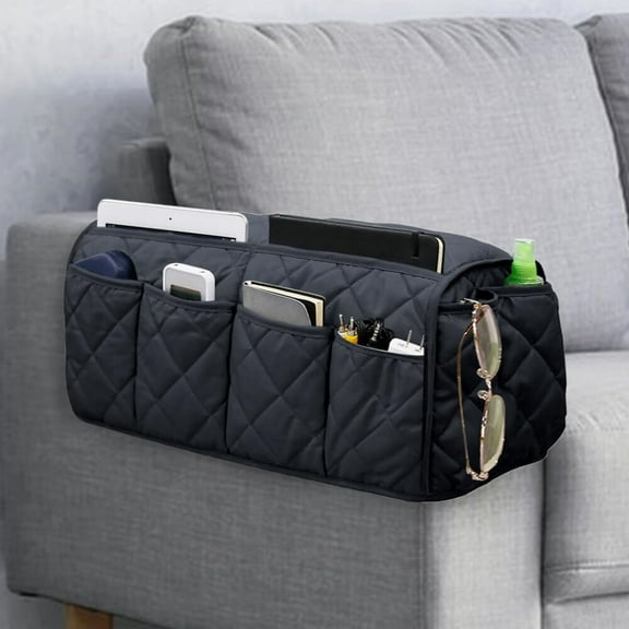 Sofa Armrest Organizer Non-Slip Arm Chair Bedside Caddy Storage Organizer for Recliner Couch with 14 Pockets for Cell Phone TV Remote Control Magazines