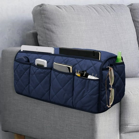 Sofa Armrest Organizer Non-Slip Arm Chair Bedside Caddy Storage Organizer for Recliner Couch with 14 Pockets for Cell Phone TV Remote Control Magazines