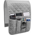 thumbnail image 1 of Sofa Armrest Organizer Non-Slip Arm Chair Bedside Caddy Storage Organization for Recliner Couch with 5 Pockets for Cell Phone TV Remote Magazines (Grey), 1 of 7
