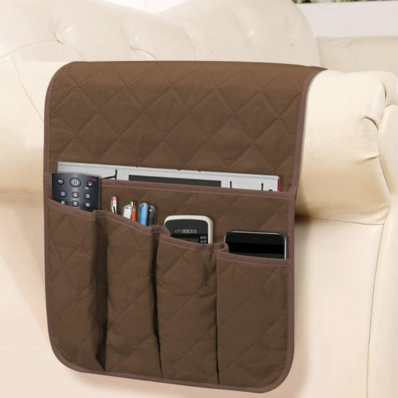 Sofa Armrest Organizer Non-Slip Arm Chair Bedside Caddy Storage Organizer for Recliner Couch with 5 Pockets for Cell Phone TV Remote Control Magazines