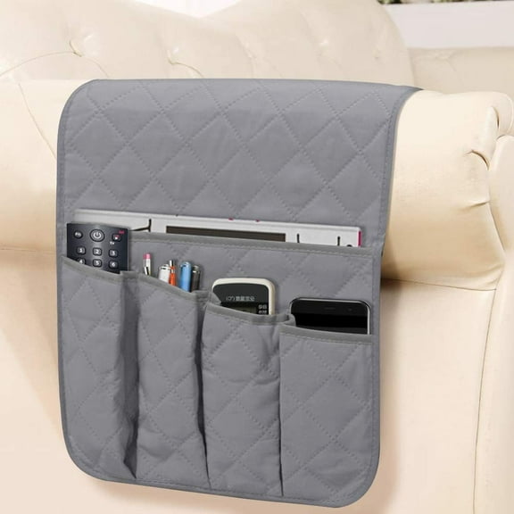 Sofa Armrest Organizer Non-Slip Arm Chair Bedside Caddy Storage Organizer for Recliner Couch with 5 Pockets for Cell Phone TV Remote Control Magazines