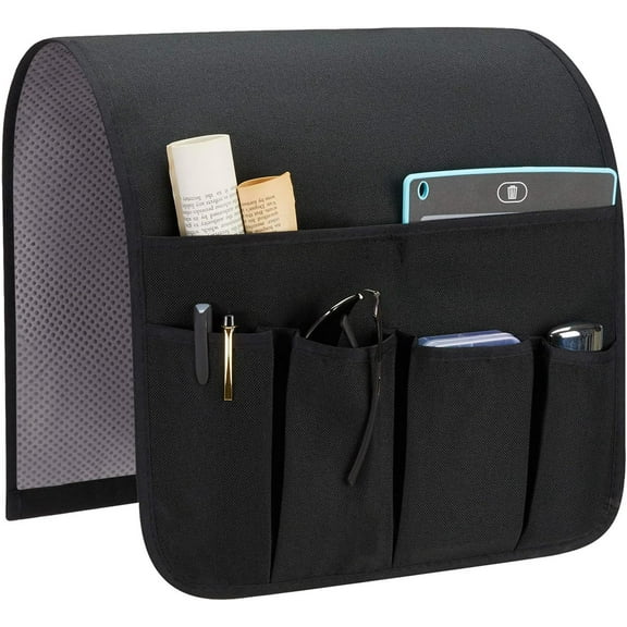Sofa Armrest Organizer, Remote Control Holder for Recliner Couch, Arm Chair Caddy with 5 Pockets for Magazine, Tablet, Phone, iPad