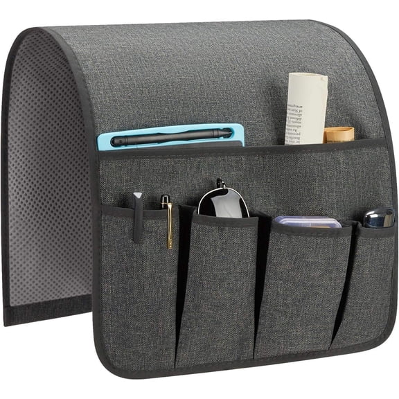 Sofa Armrest Organizer, Remote Control Holder for Recliner Couch, Arm Chair Caddy with 5 Pockets for Magazine, Tablet, Phone, iPad