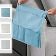 thumbnail image 1 of Sofa Armrest Storage Bag Organizer, 1-pack Canvas Side Pocket in White Gray Blue, Hanging Storage for Remote Phone Books Magazines, Space Saving Organizer for Living Room Bedside Office Dorm, 1 of 8