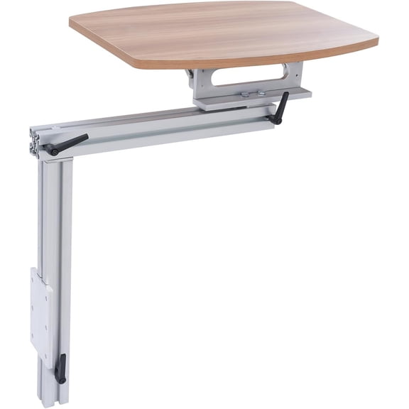 Sofa Armrest Tray Table for Couch - 360 Swivel Height Adjustable for Small Spaces, Snack Side Table for Bed or Chair, Table Leg Bracket with Wood Top