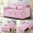 thumbnail image 1 of Anpport 3-in-1 Convertible Sleeper Sofa Bed, Pull-Out Loveseat Couch with Adjustable Back for Small Spaces, Velvet Fabric, 55", Pink, 1 of 6
