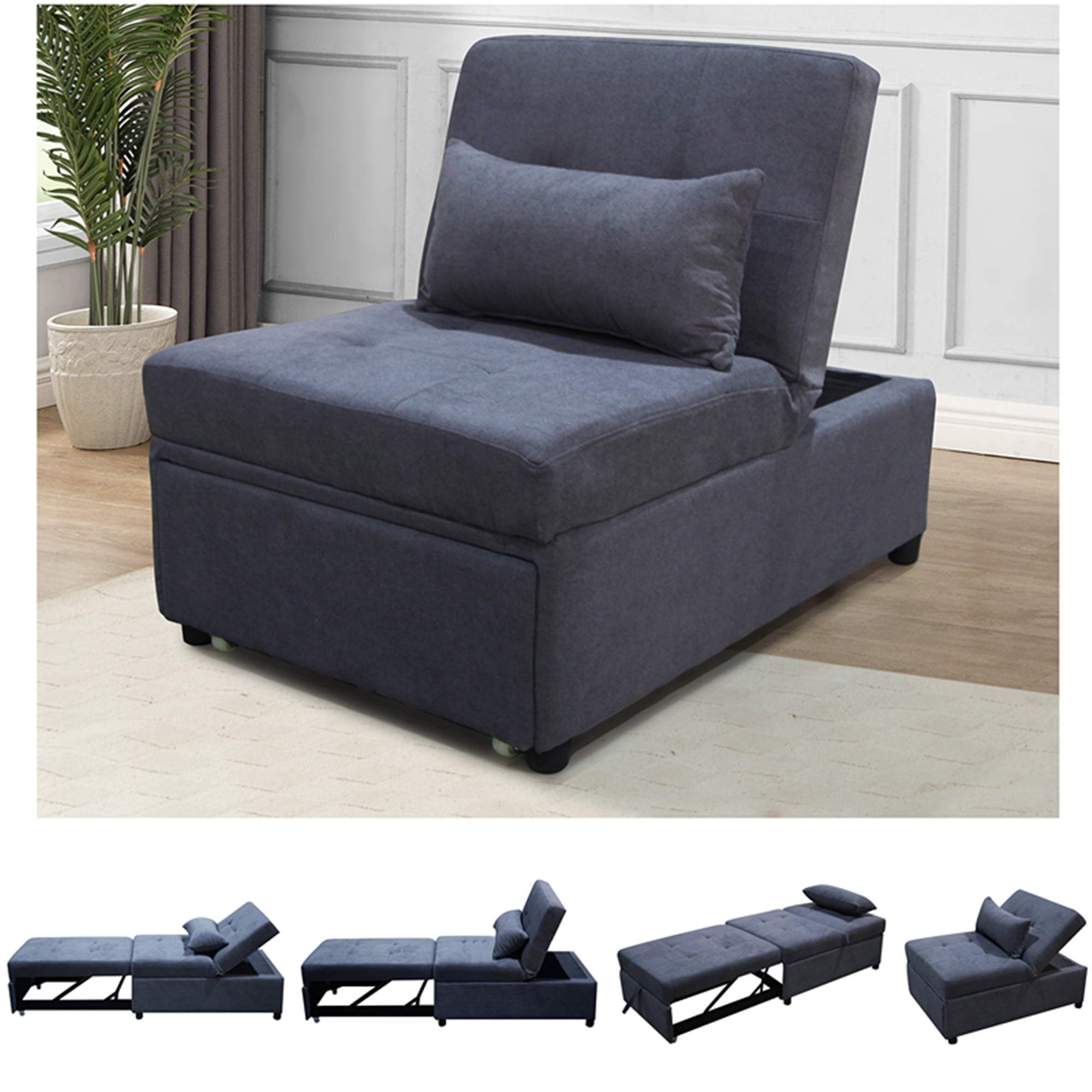 Silla convertible para cama, futón 3 en 1, sofá cama, sofá cama, sofá cama,  sofá cama, sofá de tela, sillón reclinable para apartamentos de espacios