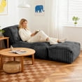 thumbnail image 1 of Sofa Bed, Convertible Modular Floor Chaise Lounge With 3-Zone Ergonomic Support, Removable Corduroy Cover And Anti-Slip Buckles, Sleeper For Reading And Napping In Living Room, Dark Grey, 1 of 8