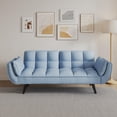 thumbnail image 1 of Sofa Bed, Convertible Sofa, Small Apartment Furniture&nbsp;2 Seater Sleeper with 3 Position Adjustable Backrest, Transforms into Bed, Velvet Upholstery, Antique Navy Blue, 74 Inch, 1 of 10