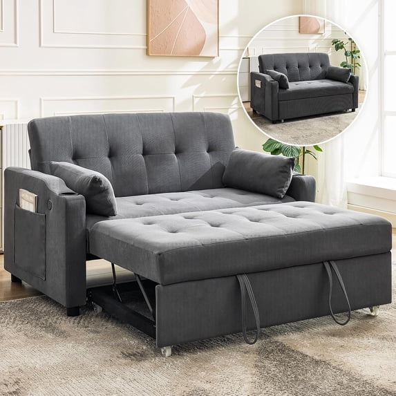 Sofa Bed Couch, Futon Sleeper Couches with Pull Out Bed, USB ...