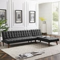 thumbnail image 1 of Sofa Bed Fabric Modern Reversible Sectional Recliner Couch Sectional Sofa Sleeper Couch Living Room Sofa Set with Wood Legs, Black, 1 of 7