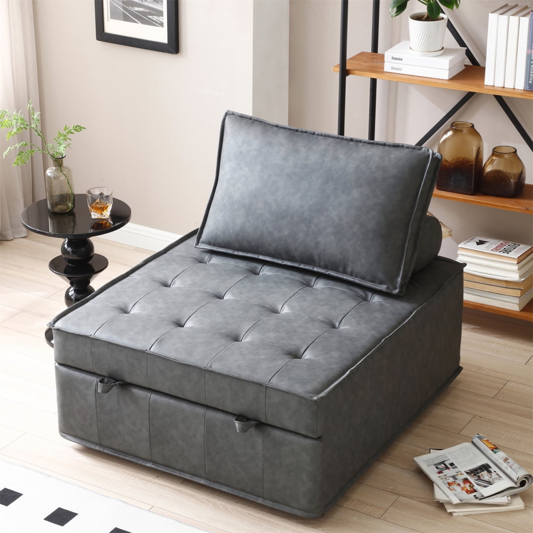 Sofa Bed, Faux Leather Sofa, Sleeper Sofa, Mid Century Modern Couch