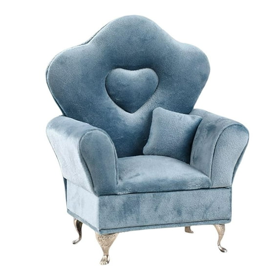 Segolike Sofa Bed Jewelry Box, Dollhouse Furniture Jewelry 1/6 Sofa Cushions Dollhouse for Bedroom Vanity Table , Blue