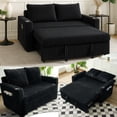 thumbnail image 1 of Sofa Bed, Loveseat Convertible Sofa with Pull Out Bed, Modern 3 in 1 Corduroy Couch with 2 Cup Holder and Usb, Comfortable Small Couch for Living Room Bedroom Apartment, Black, 1 of 10