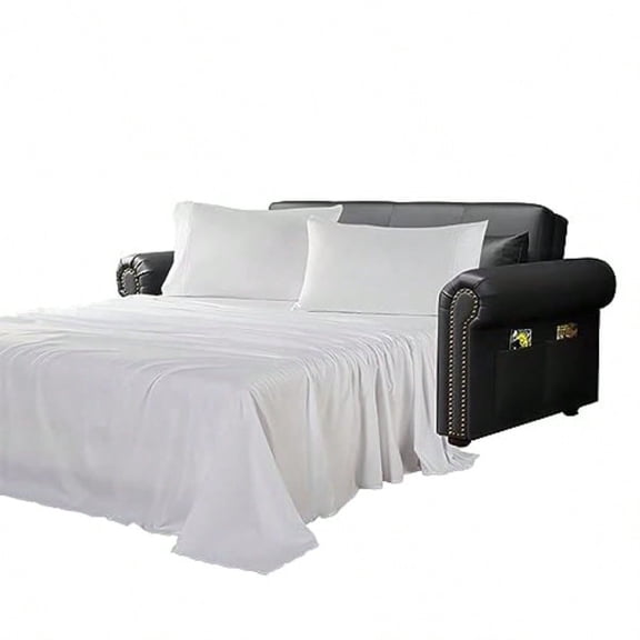 Sofa Bed Sheets Queen for Sleeper Sofa Bed with 4-6 Deep Pocket Soft Double Brushed 1800 Microfiber 4 Piece Bedding Set 60x74x6 White