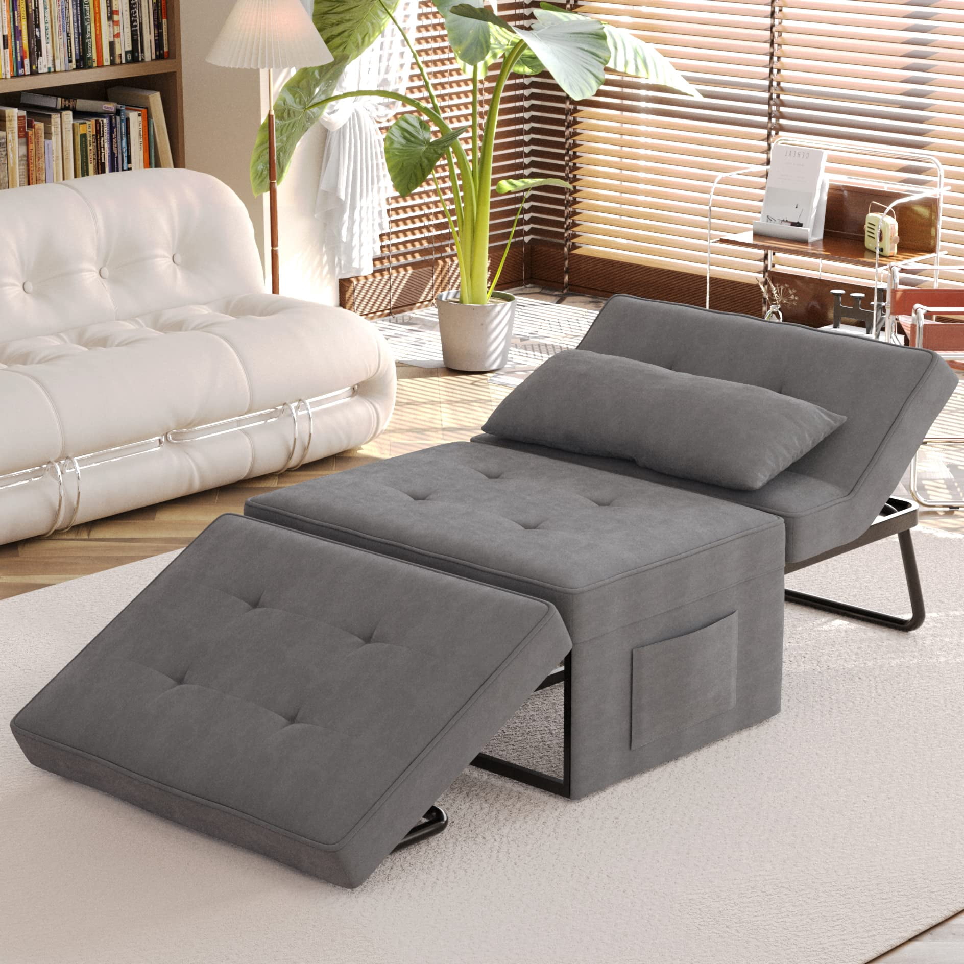 Sofa Bed Sleeper Chair with Pillow, Convertible 4 in 1 Multi-Function ...
