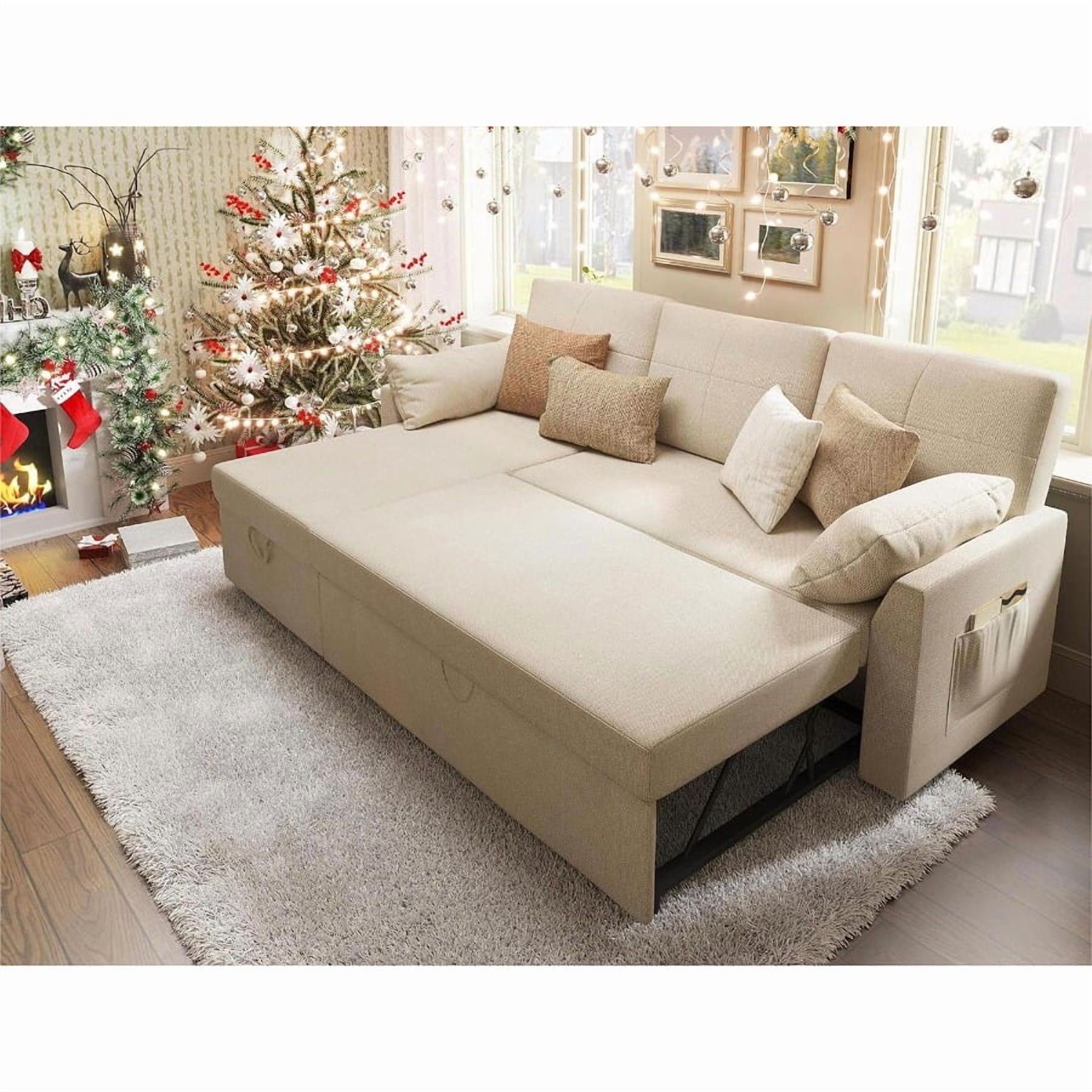 Sofa Bed, Sleeper Sofa- 2 in 1 Pull Out Couch Bed with Storage Chaise ...