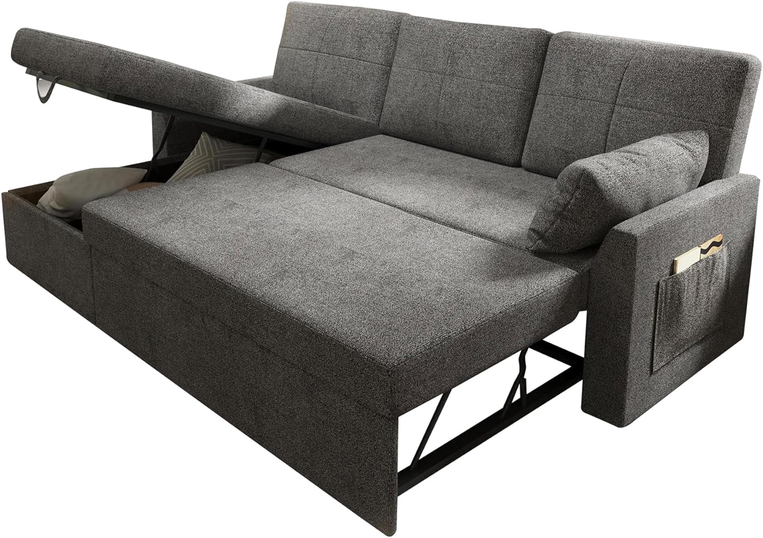 Sofa Bed, Sleeper Sofa with Storage Chaise, L Shaped Sofa with Pull Out ...