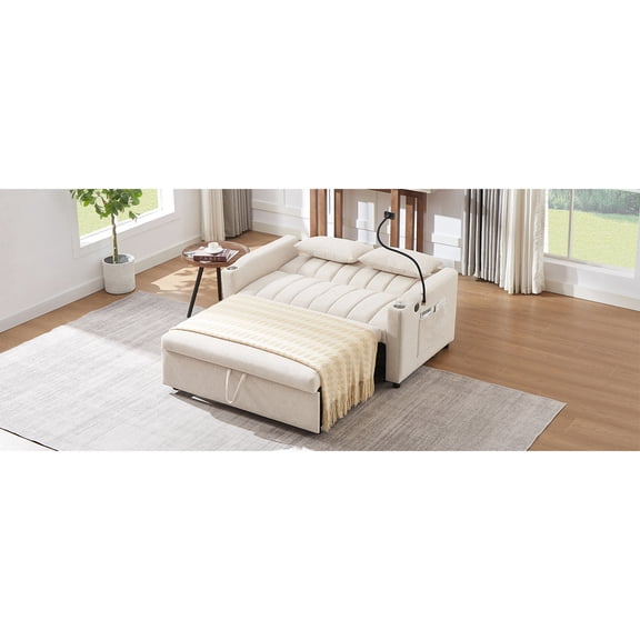 Sofa Bed with 2 Side Pockets and Adjustable Backrest / Storage and Comfort in One