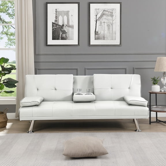 Modern Simple Fabric Sofa Bed 220cm with Wood Frame and Stainless Legs
