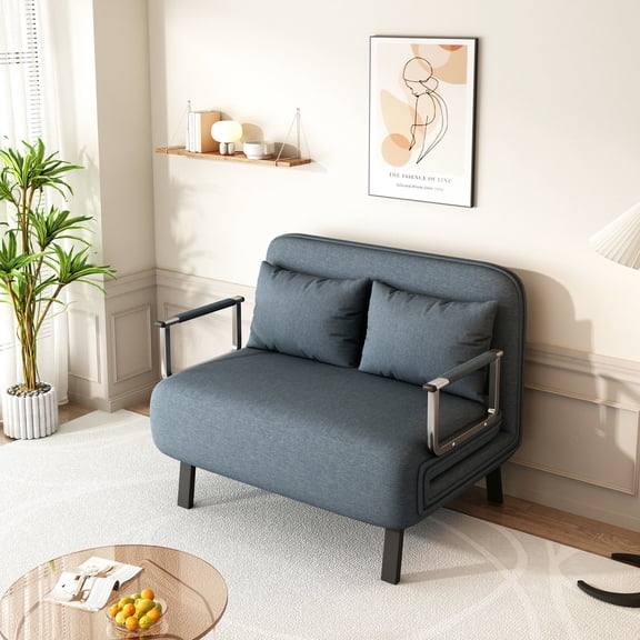 Sofa Bed with Fine - texture Velvet & Sturdy Frame / Reliable Seating for Family