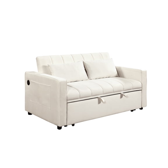 Sofa Beds, 3 in 1 Sleeper Sofa Couch Bed, White Indoor Sofa Beds,Fabric Sleeper Sofa, Furniture Primary Living Space Sofa Beds 3 in 1 Sleeper Sofa Couch Bed