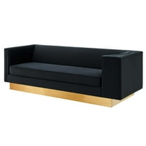 Sofa, Black, Velvet, Modern Contemporary, Mid Century Living Hotel Lounge Cafe Lobby