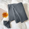 thumbnail image 1 of Sofa Blanket, Soft Knitted Throw Blanket with Wind Fringe, Acrylic Office Conditioning Nap Cover for Bed Couch Machine Washable, Gray, 1 of 7