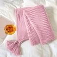 thumbnail image 1 of Sofa Blanket, Soft Knitted Throw Blanket with Wind Fringe, Acrylic Office Conditioning Nap Cover for Bed Couch Machine Washable, Pink, 1 of 7