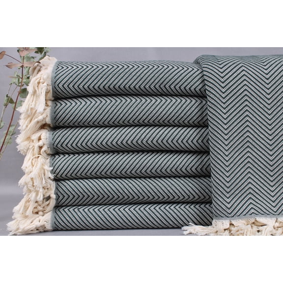 Sofa Blanket, Turkish Blanket, Dark Green Blanket, Chevron Blanket, 79x91 Inches Couch Cover, Decor Bedspread, Organic Bedcover,