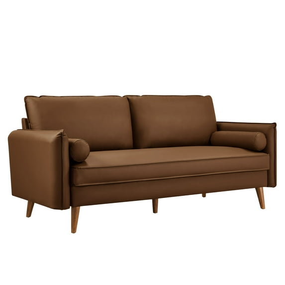 Sofa, Brown, Faux Leather, Living Room Lounge Cafe Lobby Hospitality Restaurant, Modern Contemporary, HB37343