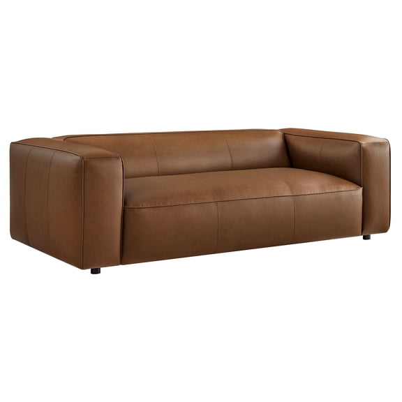 Sofa, Brown, Faux Leather, Living Room Lounge Cafe Lobby Hospitality Restaurant, Modern Contemporary, HB37651