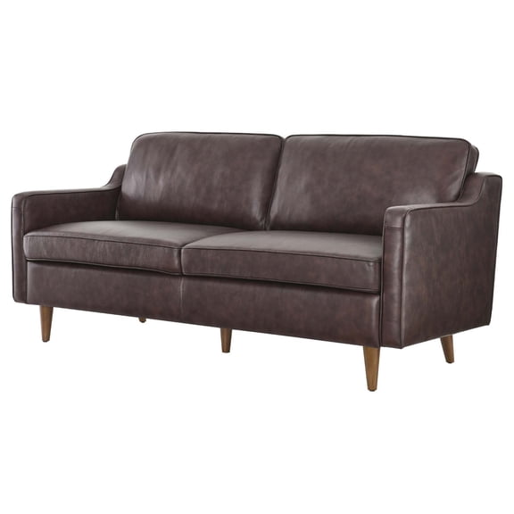 Sofa, Brown, Leather, Modern Contemporary, Mid Century Living Hotel Lounge Cafe Lobby