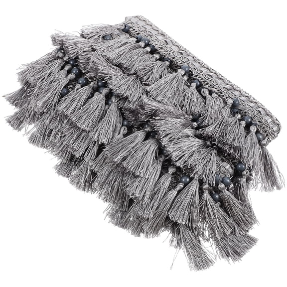 ifundom Grey Polyester Fringe Trim for Curtain Sofa Cushion Tassel Sewing Home Decor