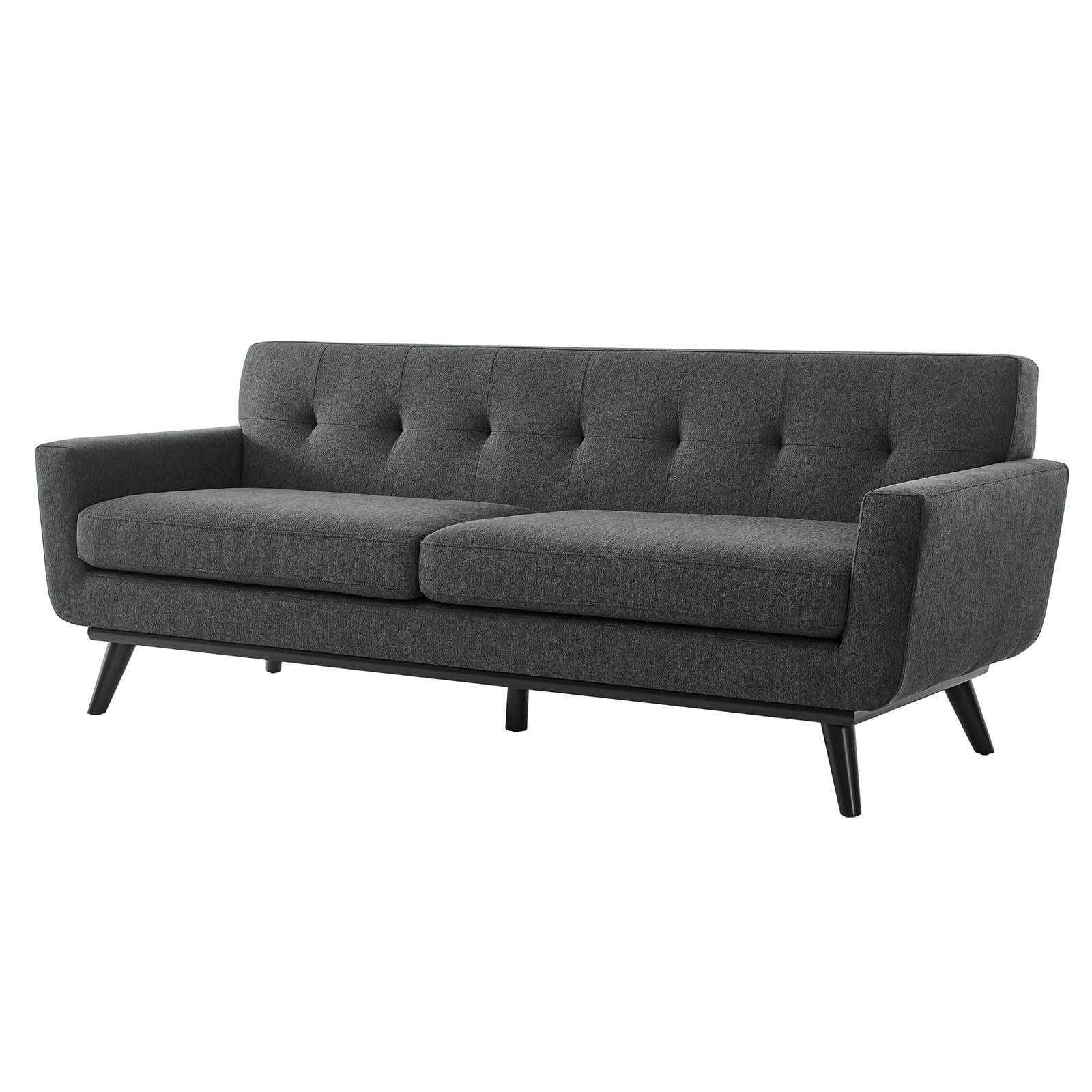 Sofa, Charcoal Grey Gray, Fabric, Modern Contemporary, Mid Century