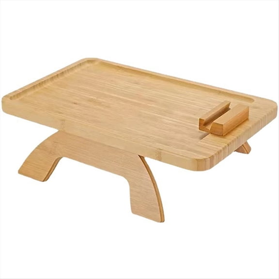 Sofa Clip on Side Table for Wide Couches Arm, Foldable Couch Tray with 360 Rotating Phone Holder for Eating/Drinks