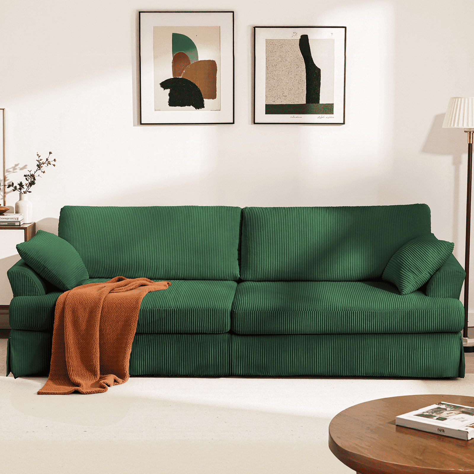 87" Sofa, Comfy Cloud Couch, Upholstered Couch for Living Room, Green