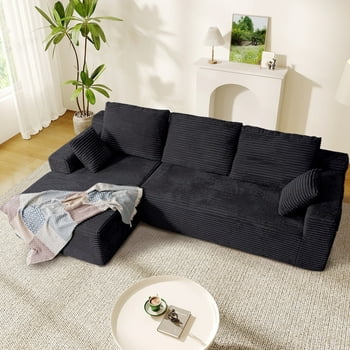 Modern L-Shaped Sectional Sofa for Living Room, 106" Modular Cloud Couch with Deep Seating Upholstered Sofa, Free Combination Sofa, Oversized 3-Seater, Corduroy Upholstery, Double Foam, No Assembly