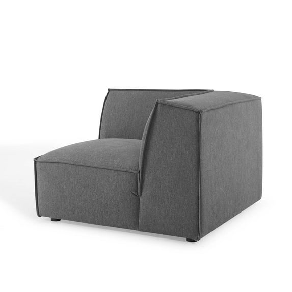 Sofa Corner Chair, Fabric, Dark Grey Gray, Modern Contemporary Urban Design, Living Lounge Room Hotel Lobby Hospitality