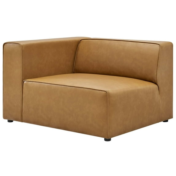 Sofa Corner Chair, Faux Vegan Leather, Tan, Modern Contemporary Urban Design, Living Lounge Room Hotel Lobby Hospitality