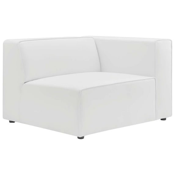 Sofa Corner Chair, Faux Vegan Leather, White, Modern Contemporary Urban Design, Living Lounge Room Hotel Lobby Hospitality