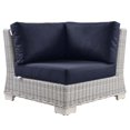 thumbnail image 1 of Sofa Corner Chair, Rattan, Wicker, Light Grey Gray Blue Navy, Modern Contemporary Urban Design, Outdoor Patio Balcony Cafe Bistro Garden Furniture Hotel Hospitality, 1 of 8