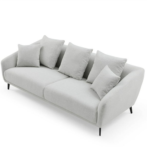 Sofa, Couch with 3 Cushions and 2 Pillows, Modern Fabric Sofa Couch, 3 Seater Sofa, Upholstered Couches with Metal Legs For Living Room Bed Room Office, Light Grey