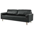 thumbnail image 1 of Sofa Couch, Black, Leather, Mid Century Living Lounge Cafe Lobby Hospitality Restaurant, Modern Contemporary HB34249, 1 of 8