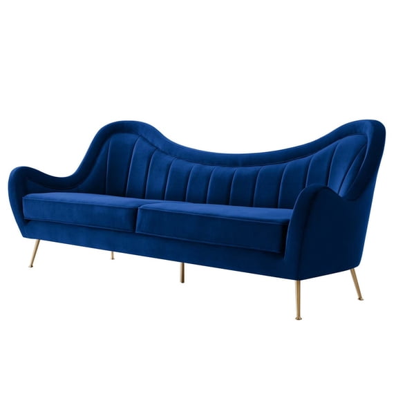 Sofa Couch, Blue Navy, Velvet, Living Kitchen Cafe Bistro Hospitality Restaurant, Modern Contemporary Boutique HB34261