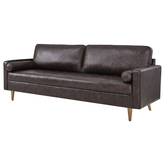 Sofa Couch, Brown, Leather, Mid Century Living Lounge Cafe Lobby Hospitality Restaurant, Modern Contemporary HB34250