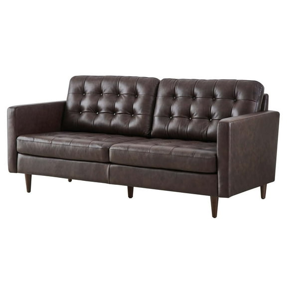 Sofa Couch, Brown, Leather, Mid Century Living Lounge Cafe Lobby Hospitality Restaurant, Modern Contemporary HB34402