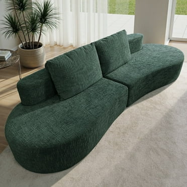 98" Half Moon Sofa Oversized Curved Couch, 38 Inch Extra Deep Seating Upholstered Sofa for Living Room, Office & Apartment, Premium Linen Upholstery, No Assembly Required.