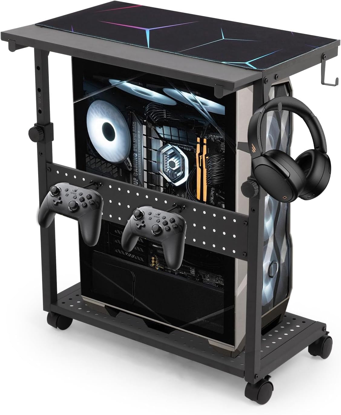UU&T Height Adjustable Computer Tower Stand, 2-Tier ATX-Case Cpu Holder ...